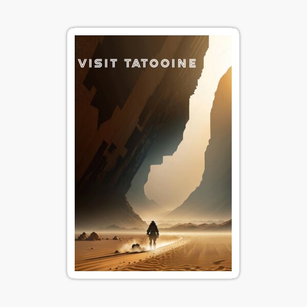 Vista previa del artículo con la obra «Visita Tatooine», diseñado y vendido por mahhmoo⭐⭐⭐⭐⭐.