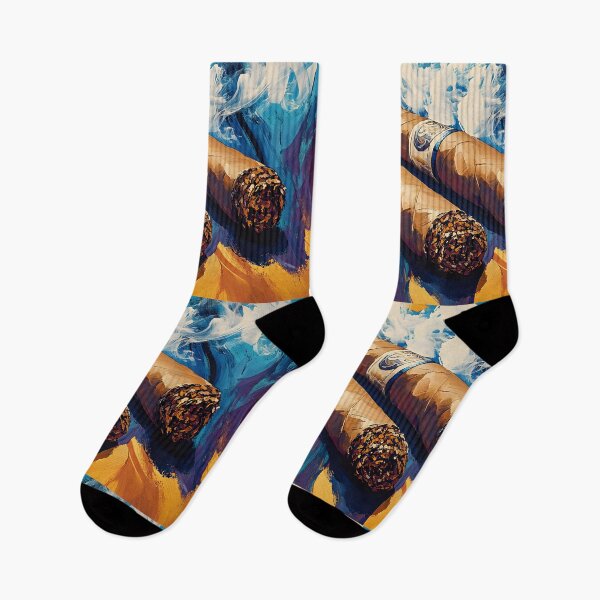 Item preview, Twin Cigars in Swirling Smoke - A Sophisticated Fusion of Texture and Color AI Generated Art designed and sold by OlfactoART Studio.