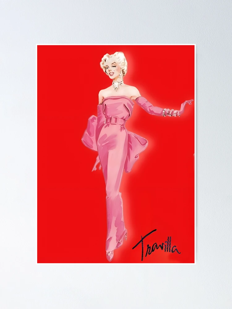 Marilyn Monroe Iconic Pink Dress Original Costume Sketch by