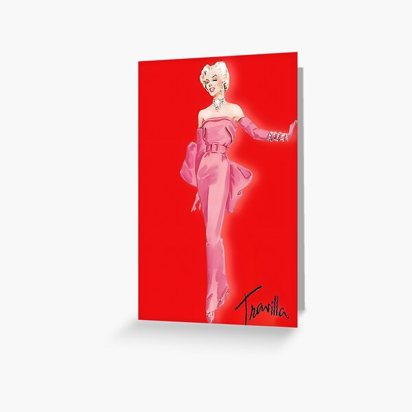 Marilyn Monroe Iconic Pink Dress Original Costume Sketch by