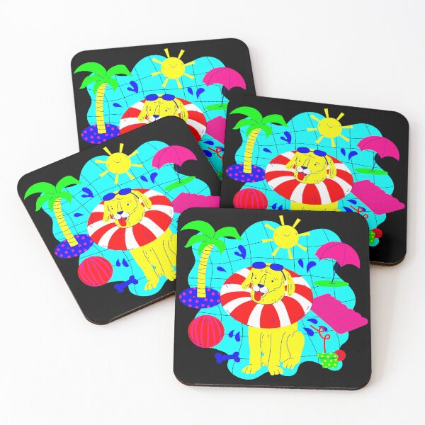 Item preview, dog pool party palm tree summer cute funny designed and sold by Gossip Rag.