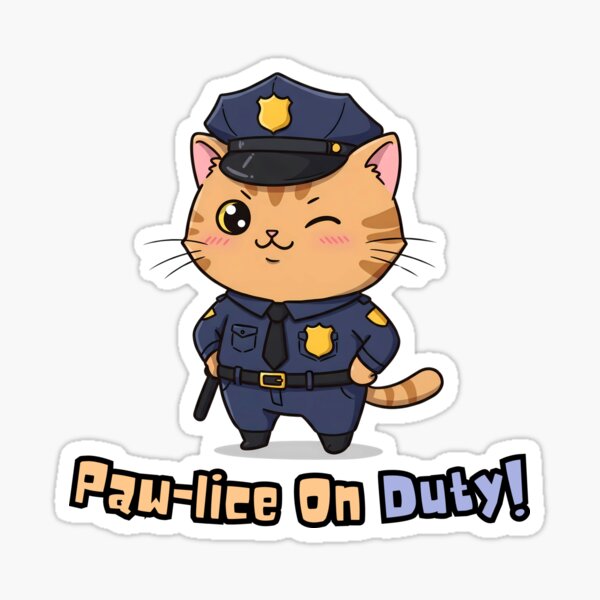 Vista previa del artículo con la obra «Patrulla de piojos – Policía gato divertido», diseñado y vendido por Meow Cat.