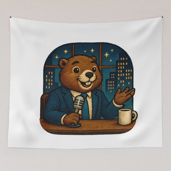 Item preview, Late Night Beaver Host – Embroidered Comedy Talk Show Animal designed and sold by #Adulting Central.
