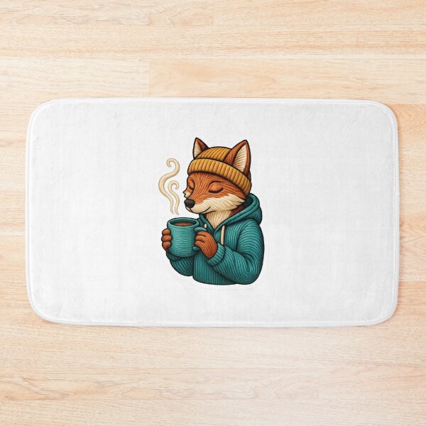 Item preview, Zen Fox with Coffee – Cozy Embroidery Patch Sticker designed and sold by #Adulting Central.