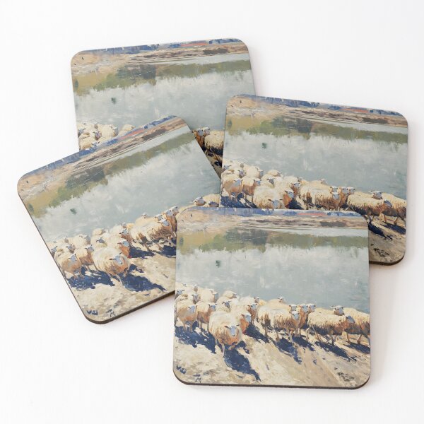 Item preview, A herd of sheep walking near the lake - version 01 designed and sold by garasani.