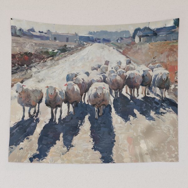 Item preview, A herd of sheep walking near the lake - version 02 designed and sold by garasani.