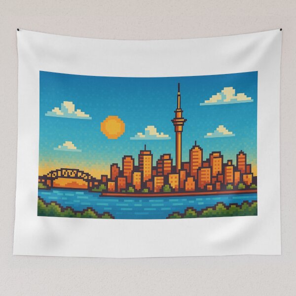 Item preview, Auckland Skyline Retro Pixel Art designed and sold by Places On Earth.