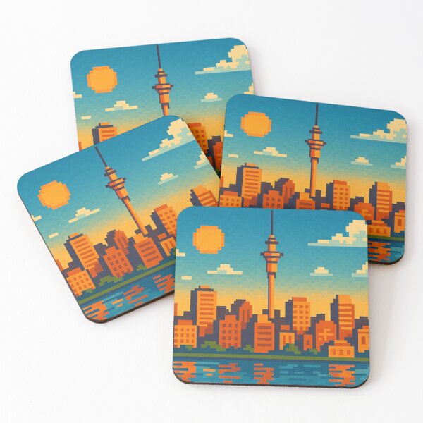Item preview, Auckland New Zealand Vintage Pixel Art designed and sold by Places On Earth.