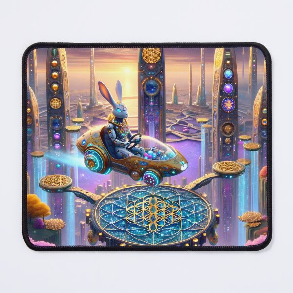 Item preview, A cyborg rabbit driving a flying car 002L8P120TH4 designed and sold by OsirizyahDesign.