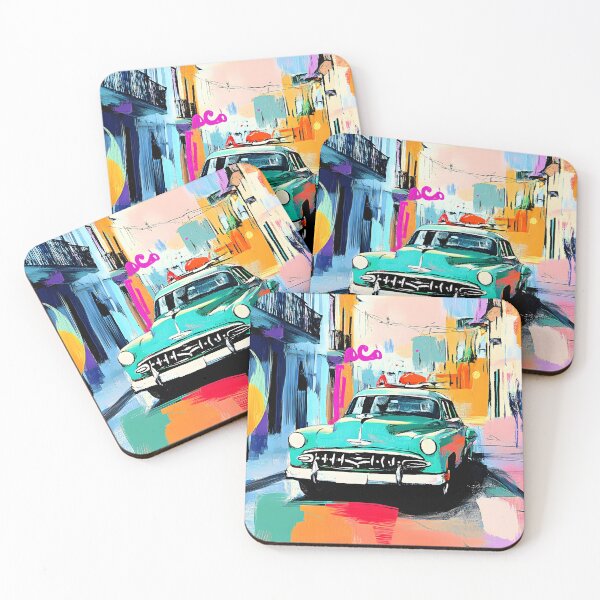 Item preview, Speeding Through Havana - Vintage Car Surrounded by a Burst of Color and Energy designed and sold by OlfactoART Studio.