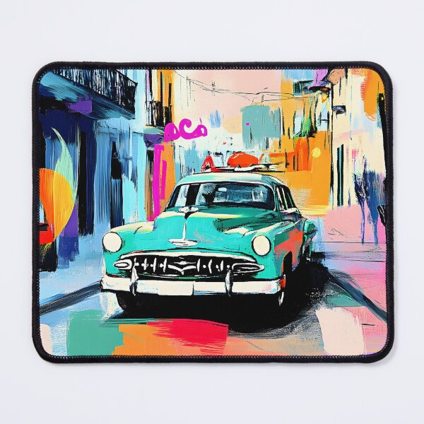 Item preview, Speeding Through Havana - Vintage Car Surrounded by a Burst of Color and Energy designed and sold by OlfactoART Studio.