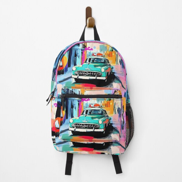 Item preview, Speeding Through Havana - Vintage Car Surrounded by a Burst of Color and Energy designed and sold by OlfactoART Studio.