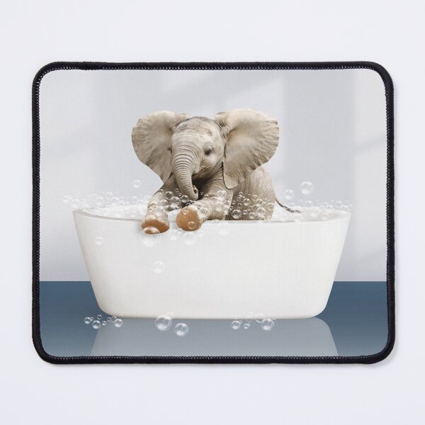 Item preview, Baby Elephant  in Modern Bathtub Blue Print, Baby Elephant Bathing, Animals in Bathtub Art by Synplus designed and sold by synplus.