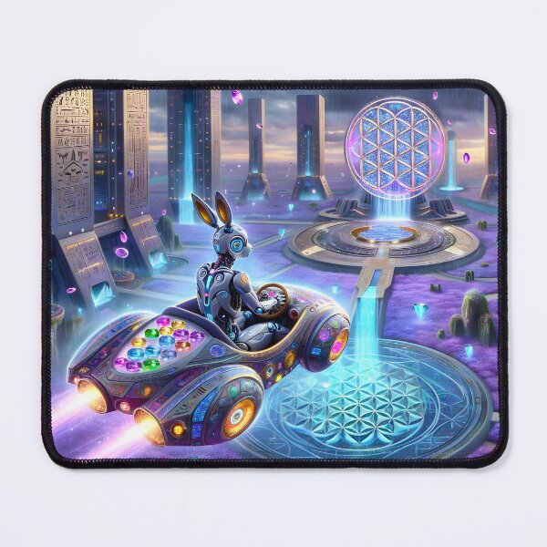 Item preview, A cyborg rabbit driving a futuristic flying car of the Planet Osirizyah 002L19P120TH4 designed and sold by OsirizyahDesign.