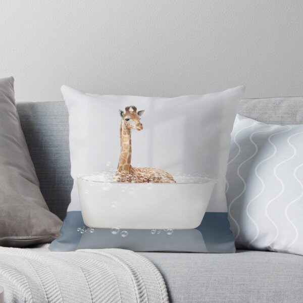 Artikelvorschau, Baby Giraffe in moderner Badewanne Blaudruck, Baby Giraffe Baden, Tiere in der Badewanne Kunst von Synplus entworfen und verkauft von synplus.
