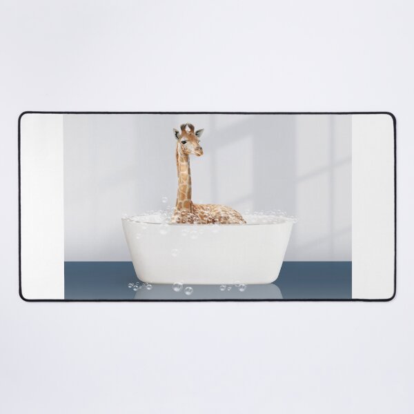 Artikelvorschau, Baby Giraffe in moderner Badewanne Blaudruck, Baby Giraffe Baden, Tiere in der Badewanne Kunst von Synplus entworfen und verkauft von synplus.