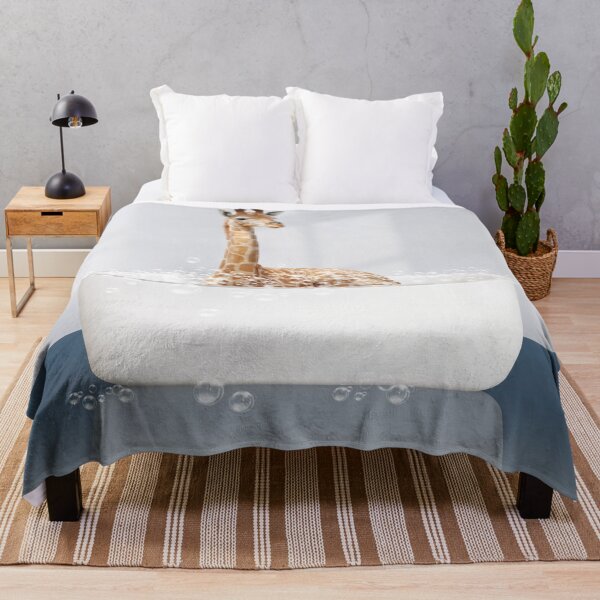 Item preview, Baby Giraffe in Modern Bathtub Blue Print, Baby Giraffe Bathing, Animals in Bathtub Art by Synplus designed and sold by synplus.
