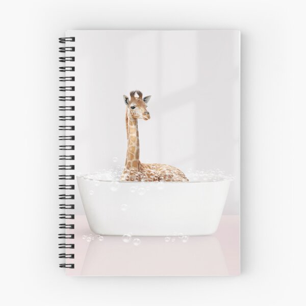 Item preview, Baby Giraffe in Modern Bathtub Pink Print, Baby Giraffe Bathing, Animals in Bathtub Art by Synplus designed and sold by synplus.