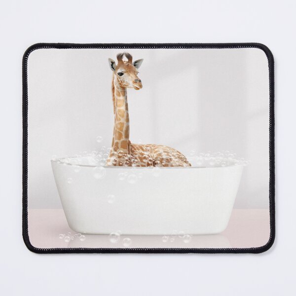 Item preview, Baby Giraffe in Modern Bathtub Pink Print, Baby Giraffe Bathing, Animals in Bathtub Art by Synplus designed and sold by synplus.