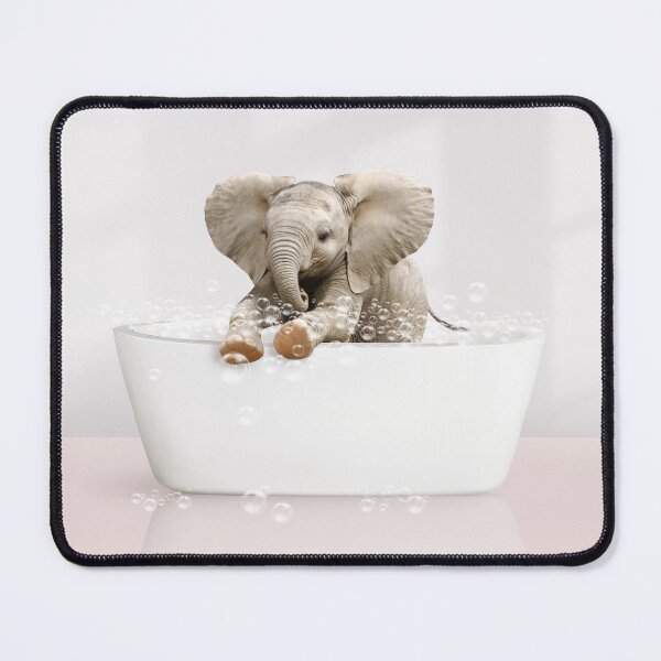 Item preview, Baby Elephant  in Modern Bathtub Pink Print, Baby Elephant Bathing, Animals in Bathtub Art by Synplus designed and sold by synplus.