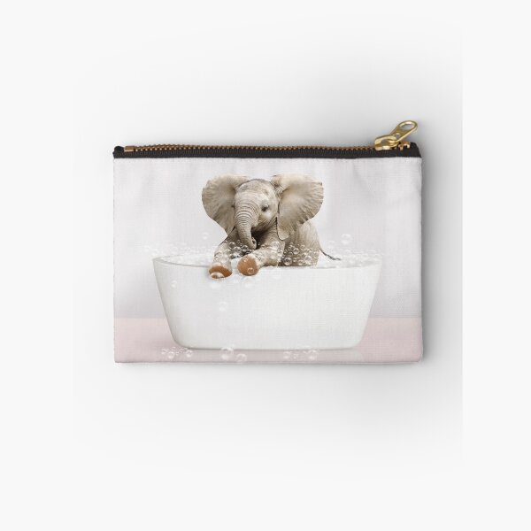 Item preview, Baby Elephant  in Modern Bathtub Pink Print, Baby Elephant Bathing, Animals in Bathtub Art by Synplus designed and sold by synplus.