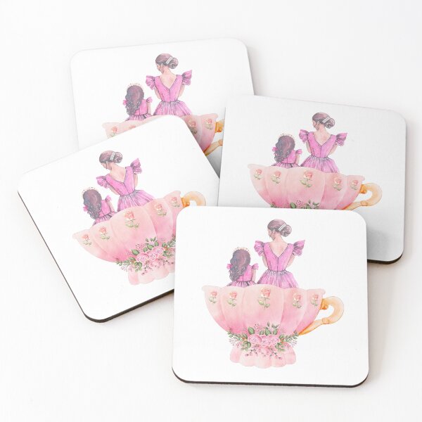 Artikelvorschau, Mutter und Tochter in einer rosa Teetasse entworfen und verkauft von The Sweet Pixel.