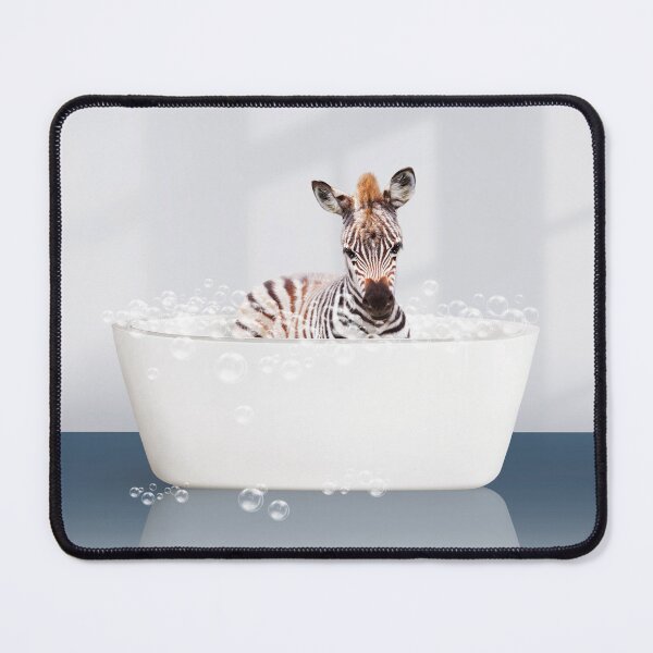 Item preview, Baby Zebra in Modern Bathtub Blue Print, Baby Zebra Bathing, Animals in Bathtub Art by Synplus designed and sold by synplus.