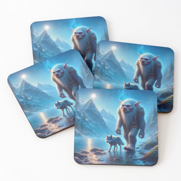 Item preview, Guardians of the Frost: The Troll and His Wolf Under the Moon designed and sold by Rikr65-TrollArt.