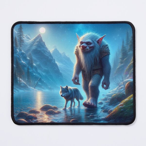 Item preview, Guardians of the Frost: The Troll and His Wolf Under the Moon designed and sold by Rikr65-TrollArt.