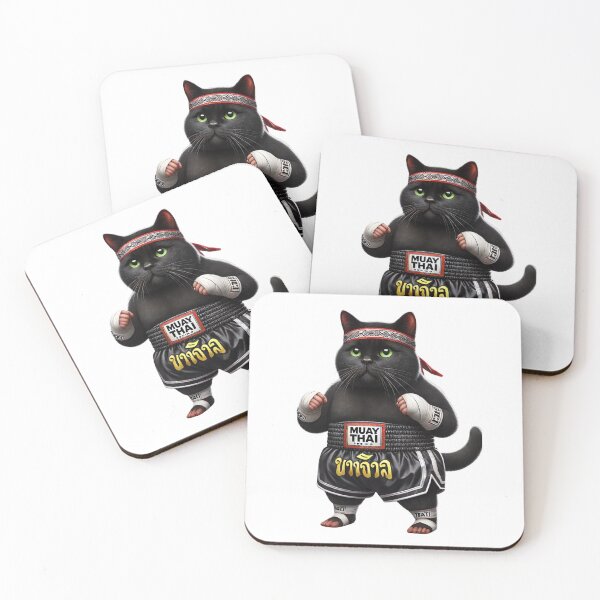 Item preview, Muay Thai Cat | Fierce Black Cat in Thai Boxing Shorts | Cute Martial Arts Kitty Fighter Art designed and sold by teetomorrow83.