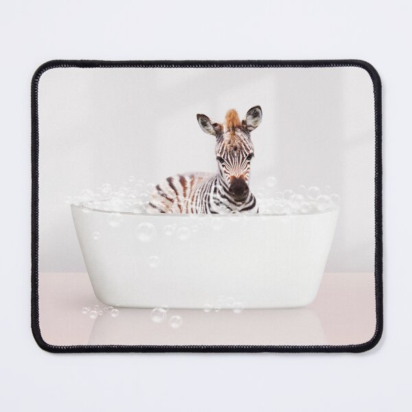 Item preview, Baby Zebra  in Modern Bathtub Pink Print, Baby Zebra Bathing, Animals in Bathtub Art by Synplus designed and sold by synplus.