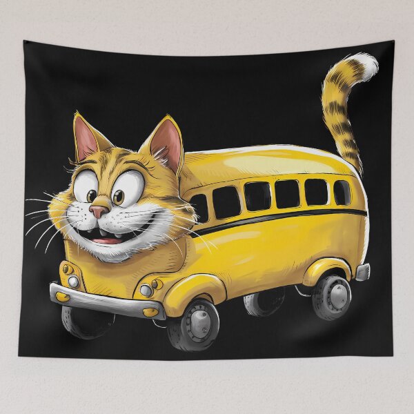 Item preview, Retro Cat Bus designed and sold by Funny Vintage Stickers And T-Shirts.