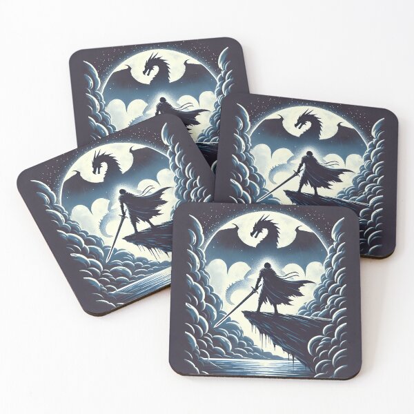 Item preview, Epic Knight vs Dragon Fantasy Battle | Warrior Moonlight Art designed and sold by gtrock.