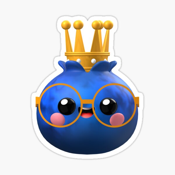 Smiling Blueberry King – Cute Kawaii Baby Fruit Character Sticker