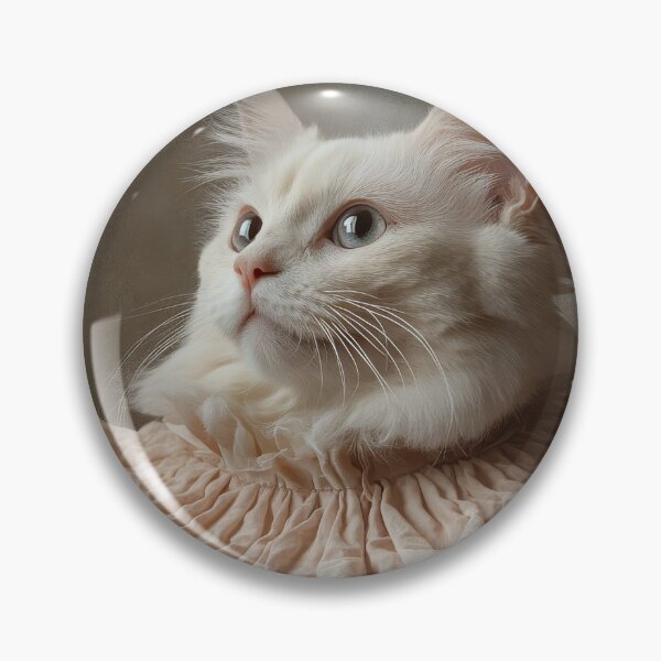 Item preview, White cat wearing an elaborate ruffled collar reminiscent of attire from the Renaissance or Baroque period. designed and sold by Julia Shepeleva.