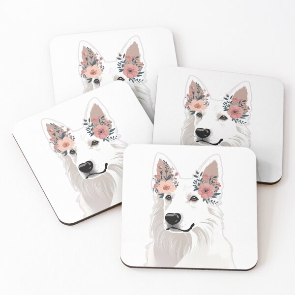 Item preview, Floral Silhouette of a White Swiss Shepherd designed and sold by GoodyPaws.