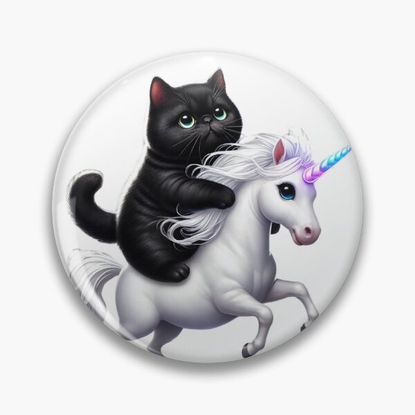 Item preview, Chubby Black Cat Riding a Unicorn – Cute Fantasy Cat Design for T-Shirts, Stickers, and Magical Gifts designed and sold by teetomorrow83.