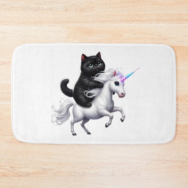 Item preview, Chubby Black Cat Riding a Unicorn – Cute Fantasy Cat Design for T-Shirts, Stickers, and Magical Gifts designed and sold by teetomorrow83.