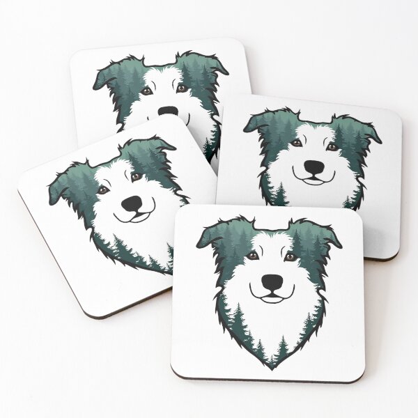 Artikelvorschau, Waldsilhouette eines Border Collies entworfen und verkauft von GoodyPaws.