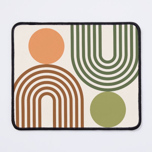 Item preview, Mid Century Modern Geometric 463 in sage green terracotta Rainbow and Sun Abstraction designed and sold by nineFlorals.