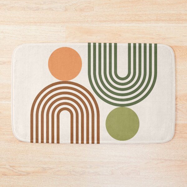 Item preview, Mid Century Modern Geometric 463 in sage green terracotta Rainbow and Sun Abstraction designed and sold by nineFlorals.