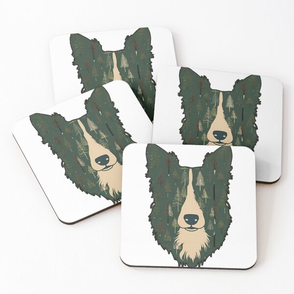 Artikelvorschau, Waldsilhouette eines Border Collies entworfen und verkauft von GoodyPaws.