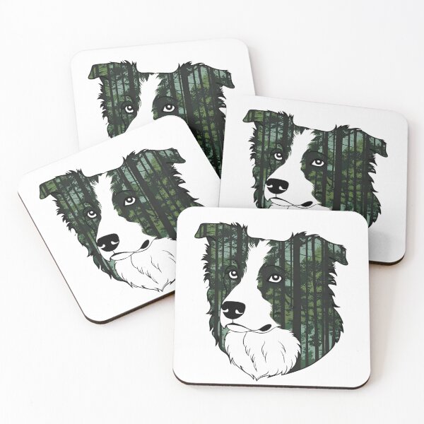 Artikelvorschau, Waldsilhouette eines Border Collies entworfen und verkauft von GoodyPaws.