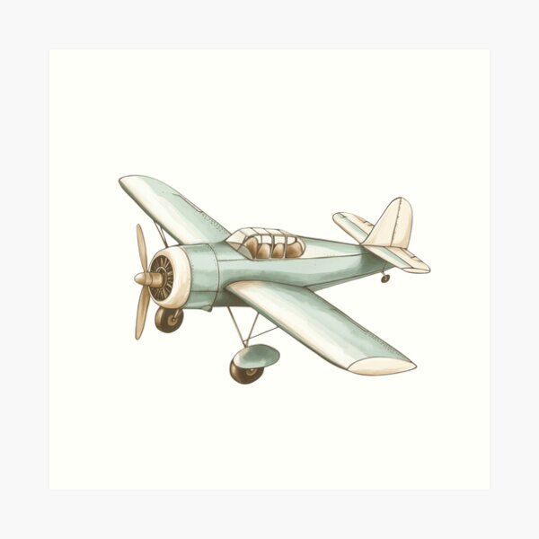 Aperçu de l'œuvre Avion vintage vert sauge créée et vendue par KallyDe.