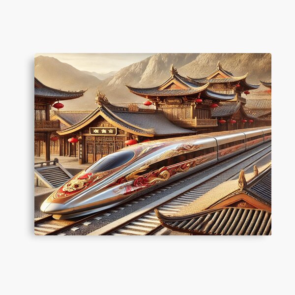 Vista previa del artículo con la obra «Tren de alta velocidad de estilo chino antiguo», diseñado y vendido por cyberpunkyaf.