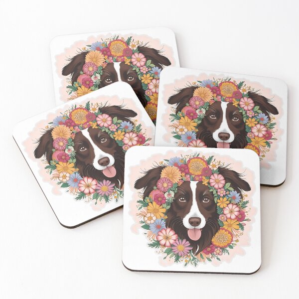 Item preview, Floral Silhouette of a Border Collie designed and sold by GoodyPaws.