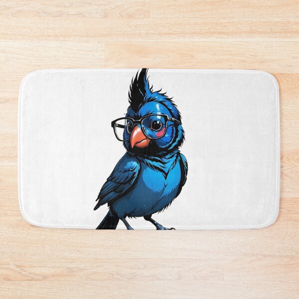 Item preview, Smart Blue Bird with Glasses – Cute Nerdy Bird Art designed and sold by The Wise Possum Co.