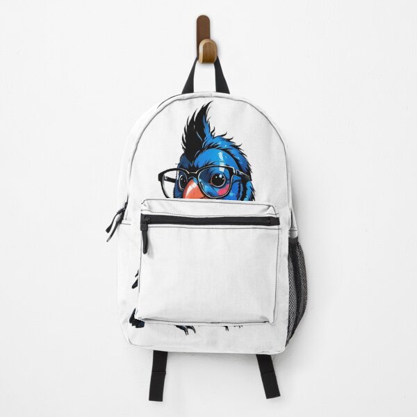 Item preview, Smart Blue Bird with Glasses – Cute Nerdy Bird Art designed and sold by The Wise Possum Co.