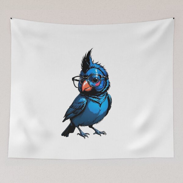 Item preview, Smart Blue Bird with Glasses – Cute Nerdy Bird Art designed and sold by The Wise Possum Co.