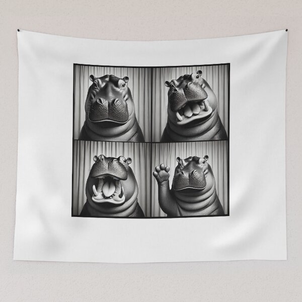 Item preview, Cute Hippo Selfie Photo Funny Photobooth Hippo Lover designed and sold by Kimberley King Art  King Art.